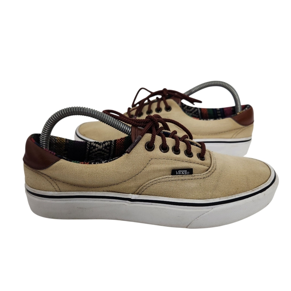 VANS Classic Men 8.5 Women 10 Tan Canvas Aztec Blanket Low Top Lace Up Shoes